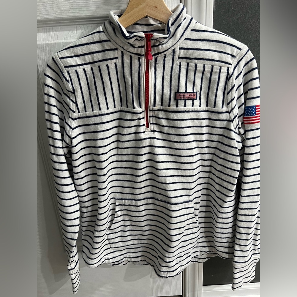 Vineyard vines American flag zip up fleece